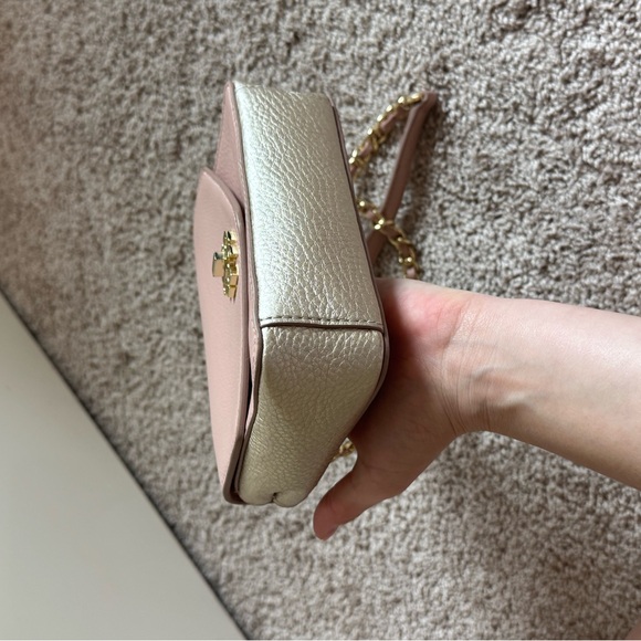 Tory Burch Classic Pink/Gold Leather Mini Kira Crossbody Bag - Picture 10 of 11